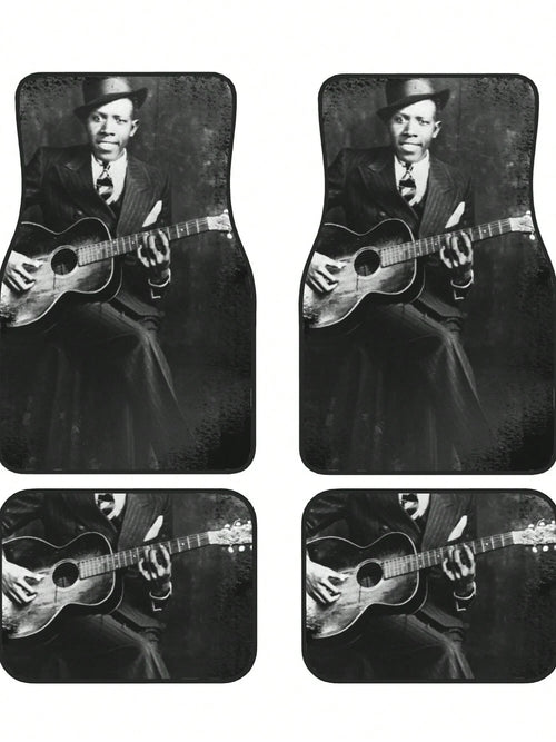 Robert Johnson 4-Piece Custom Printed All-Weather Floor Mats- Universal Fit For Suv, Truck, Van| Easy Clean