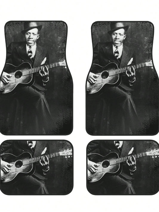 Robert Johnson 4-Piece Custom Printed All-Weather Floor Mats- Universal Fit For Suv, Truck, Van| Easy Clean