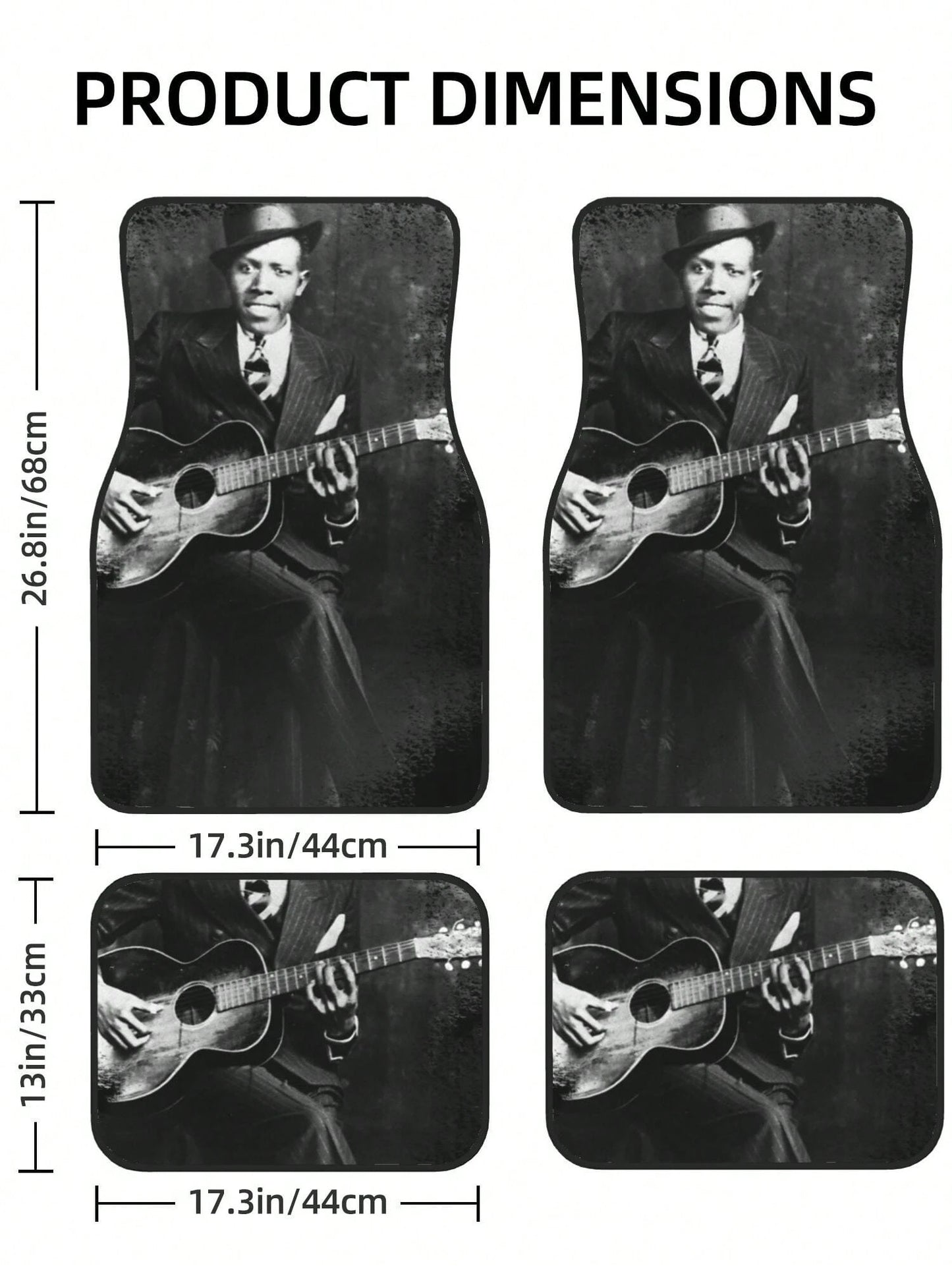 Robert Johnson 4-Piece Custom Printed All-Weather Floor Mats- Universal Fit For Suv, Truck, Van| Easy Clean