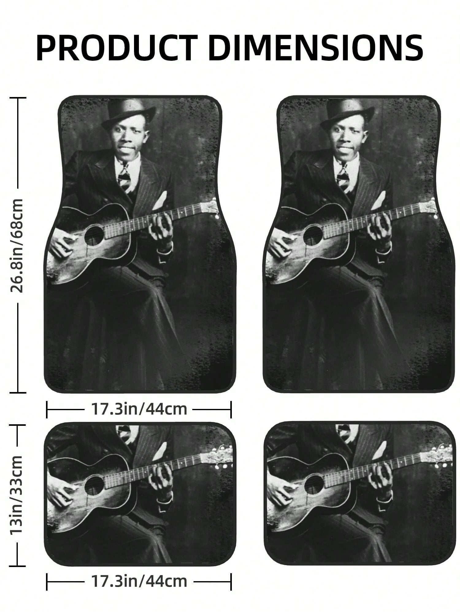 Robert Johnson 4-Piece Custom Printed All-Weather Floor Mats- Universal Fit For Suv, Truck, Van| Easy Clean