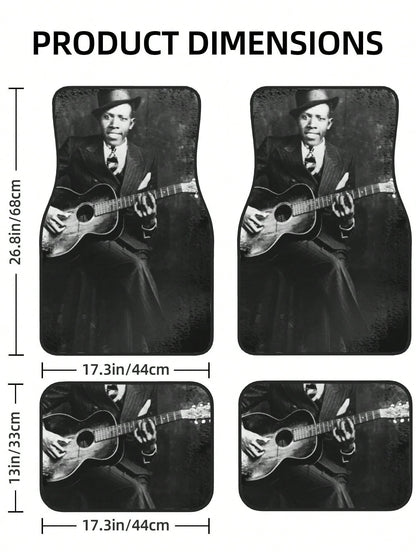 Robert Johnson 4-Piece Custom Printed All-Weather Floor Mats- Universal Fit For Suv, Truck, Van| Easy Clean