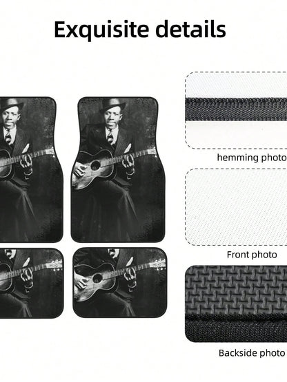 Robert Johnson 4-Piece Custom Printed All-Weather Floor Mats- Universal Fit For Suv, Truck, Van| Easy Clean