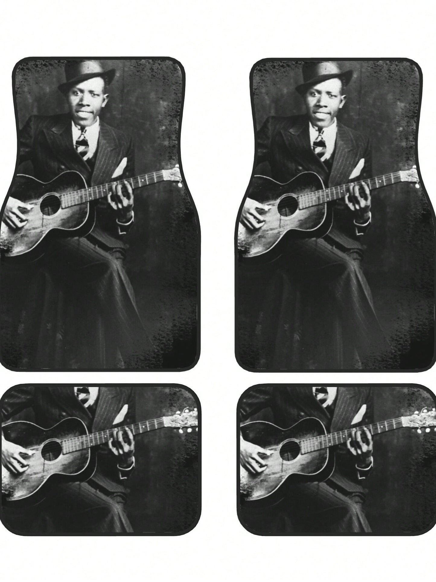 Robert Johnson 4-Piece Custom Printed All-Weather Floor Mats- Universal Fit For Suv, Truck, Van| Easy Clean
