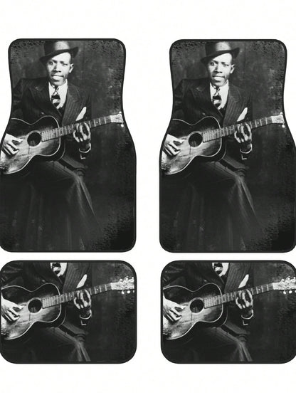 Robert Johnson 4-Piece Custom Printed All-Weather Floor Mats- Universal Fit For Suv, Truck, Van| Easy Clean