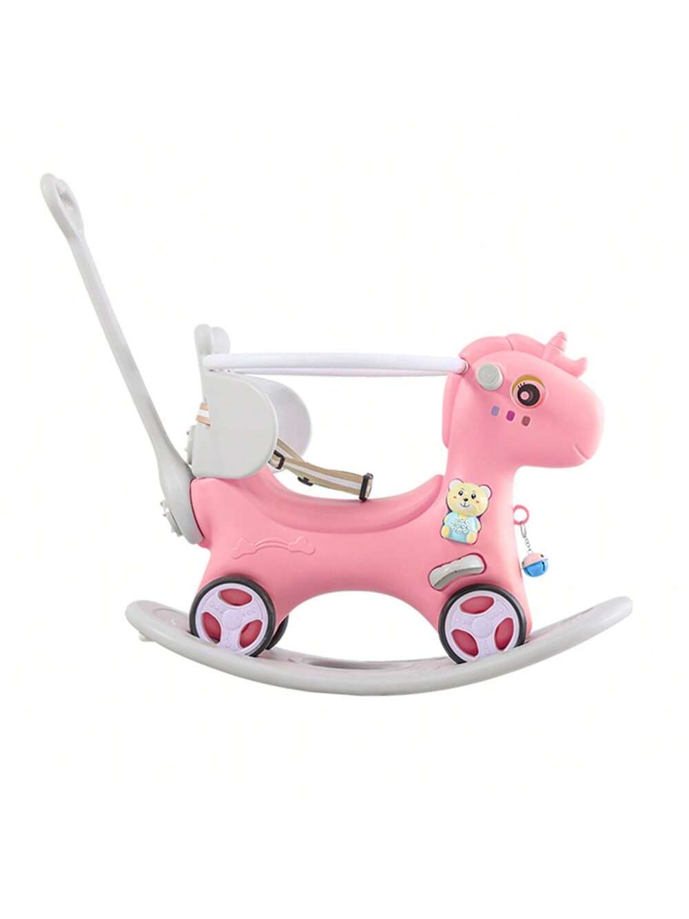 Rocking Horse For Toddlers, Balance Bike Ride On Toys With Push Handle, Backrest And Balance Board For Baby Girl And Boy, Unicorn Kids Riding Birthday(Available In Pink And Blue)