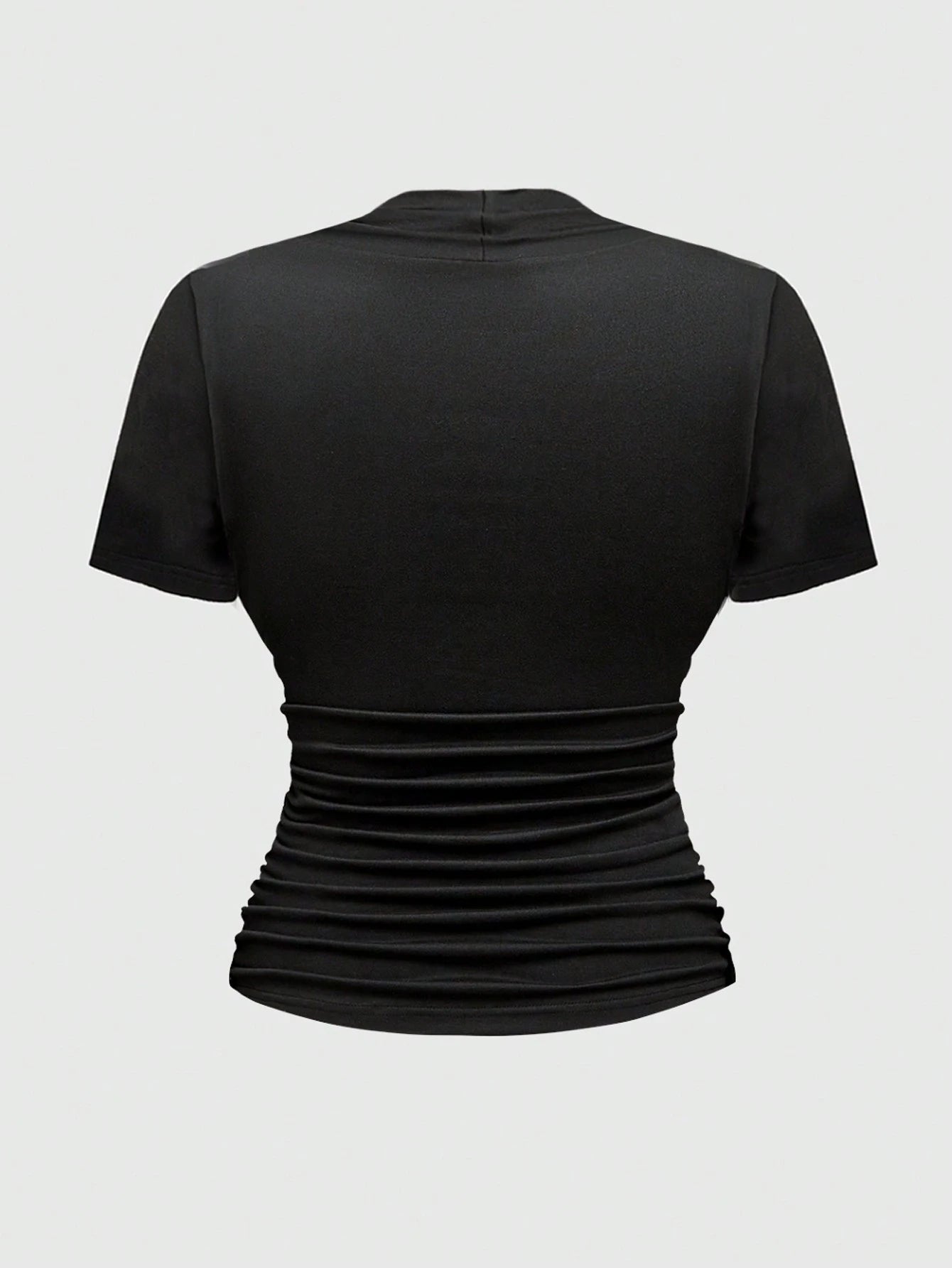 ROMWE Goth Sexy Square Neck Casual Versatile Black Elastic Cross Pendant 2 In 1 Plus Size T-Shirt