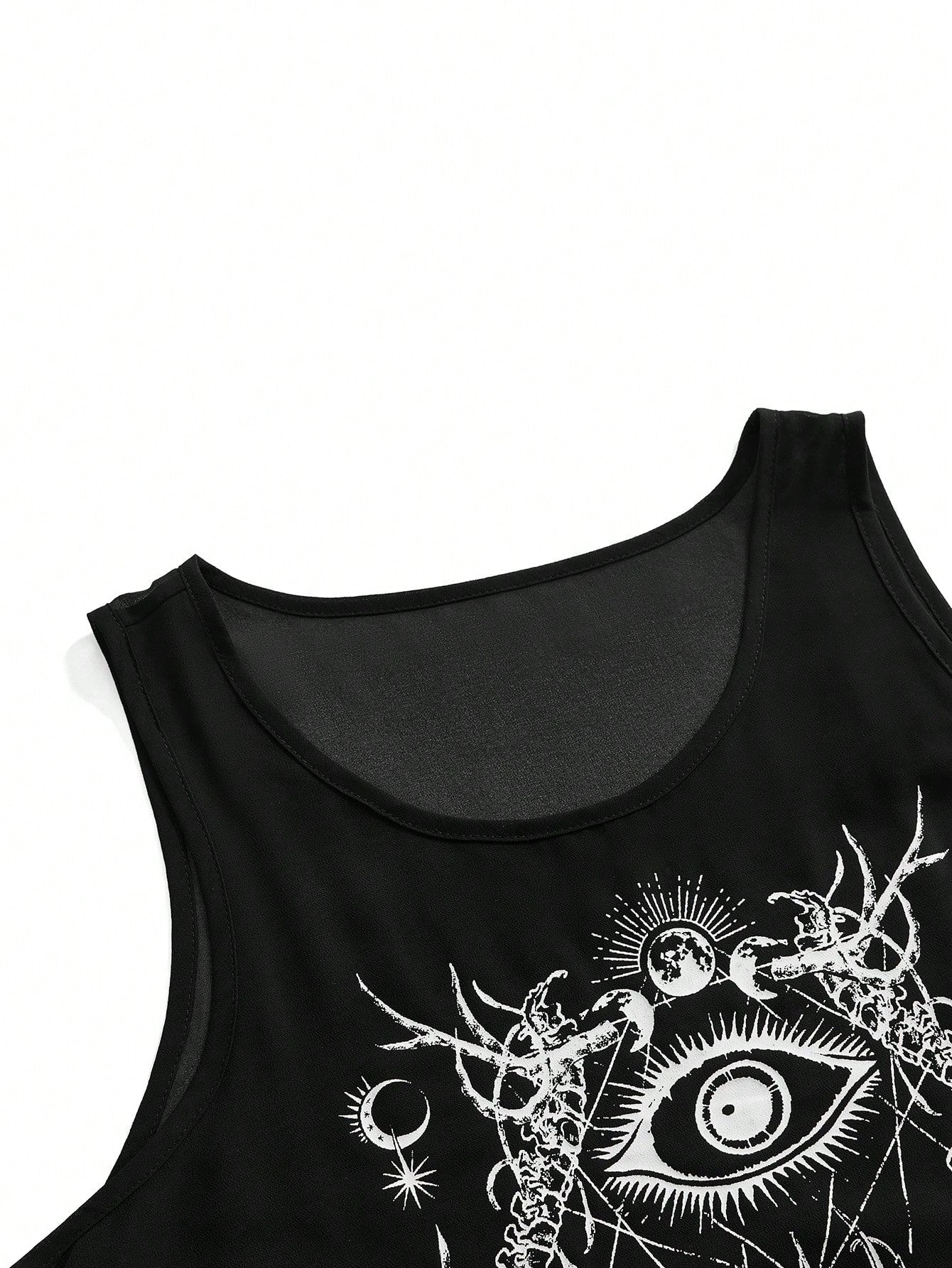 ROMWE Goth Women's Dark Skull Insect Skeleton Astrolabe A-Line Loose Plus Size Tank Top