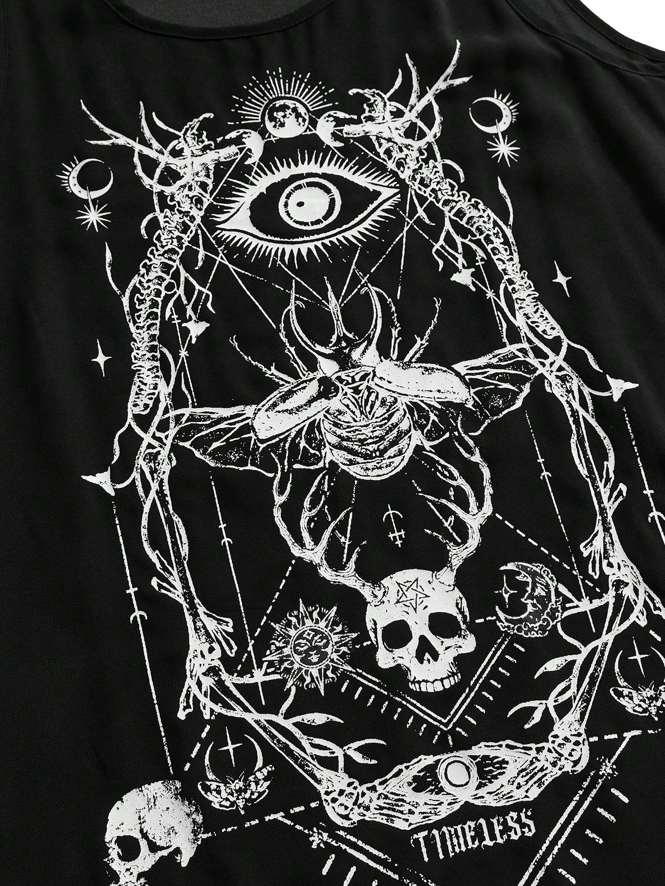 ROMWE Goth Women's Dark Skull Insect Skeleton Astrolabe A-Line Loose Plus Size Tank Top