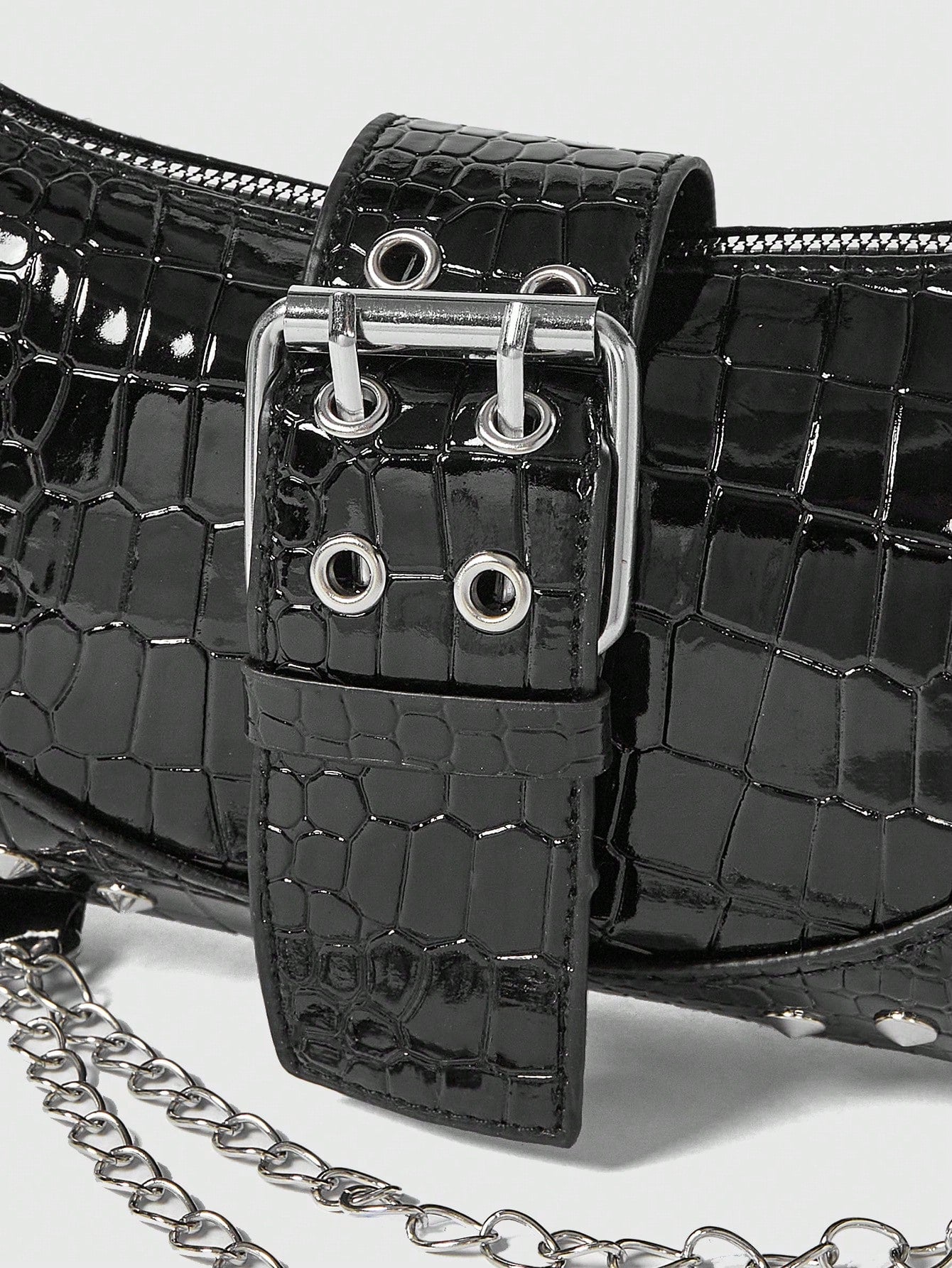 ROMWE Grunge Punk Fashionable & Versatile Chain Decor Shoulder Bag, Suitable For Women Commuting Daily Use