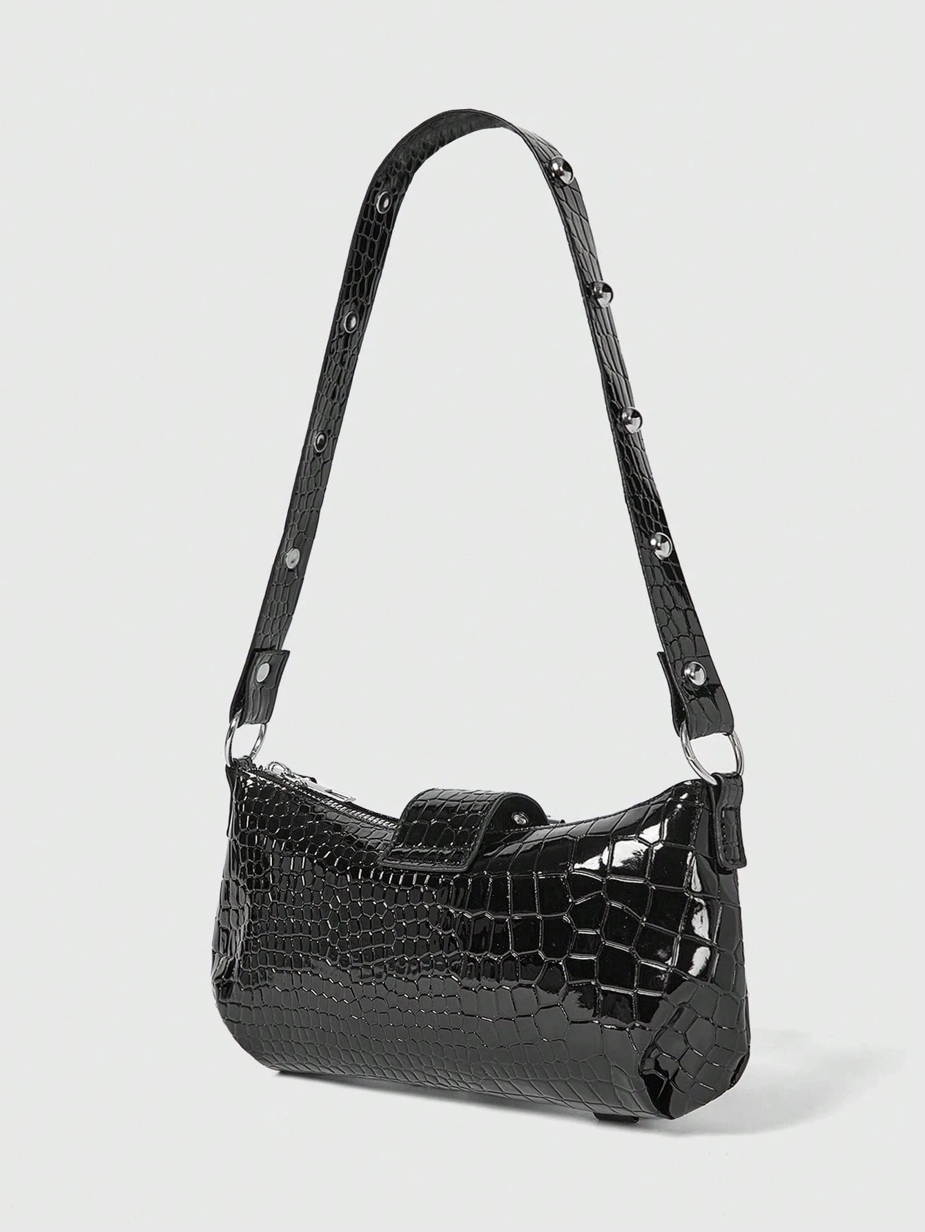 ROMWE Grunge Punk Fashionable & Versatile Chain Decor Shoulder Bag, Suitable For Women Commuting Daily Use