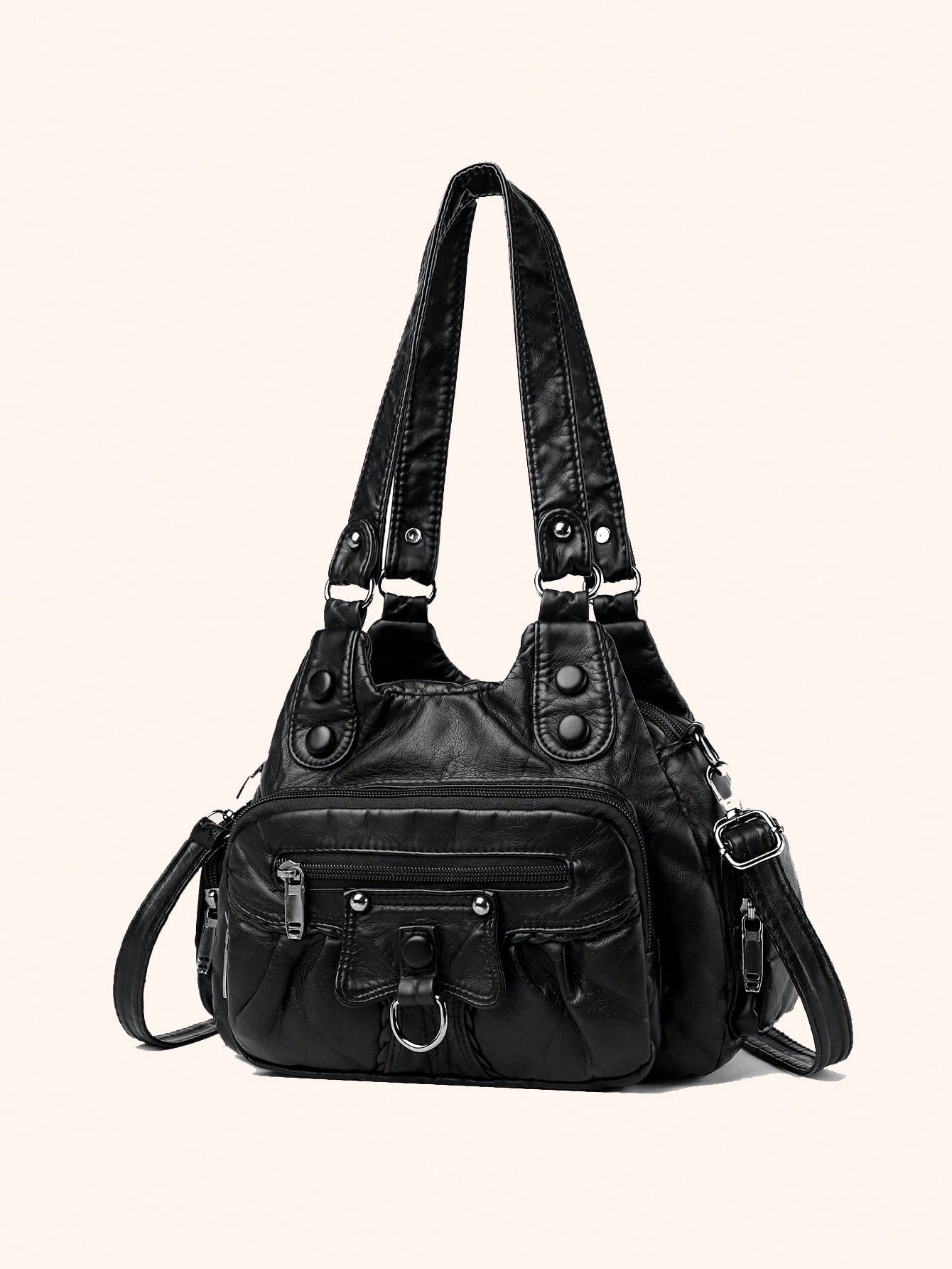 ROMWE Grunge Punk New Punk Rock Chic Ladies Shoulder Tote Bag, Darkcore Motorcycle Handbag For Women, New Fashionable Big Bags For Women, Goth
