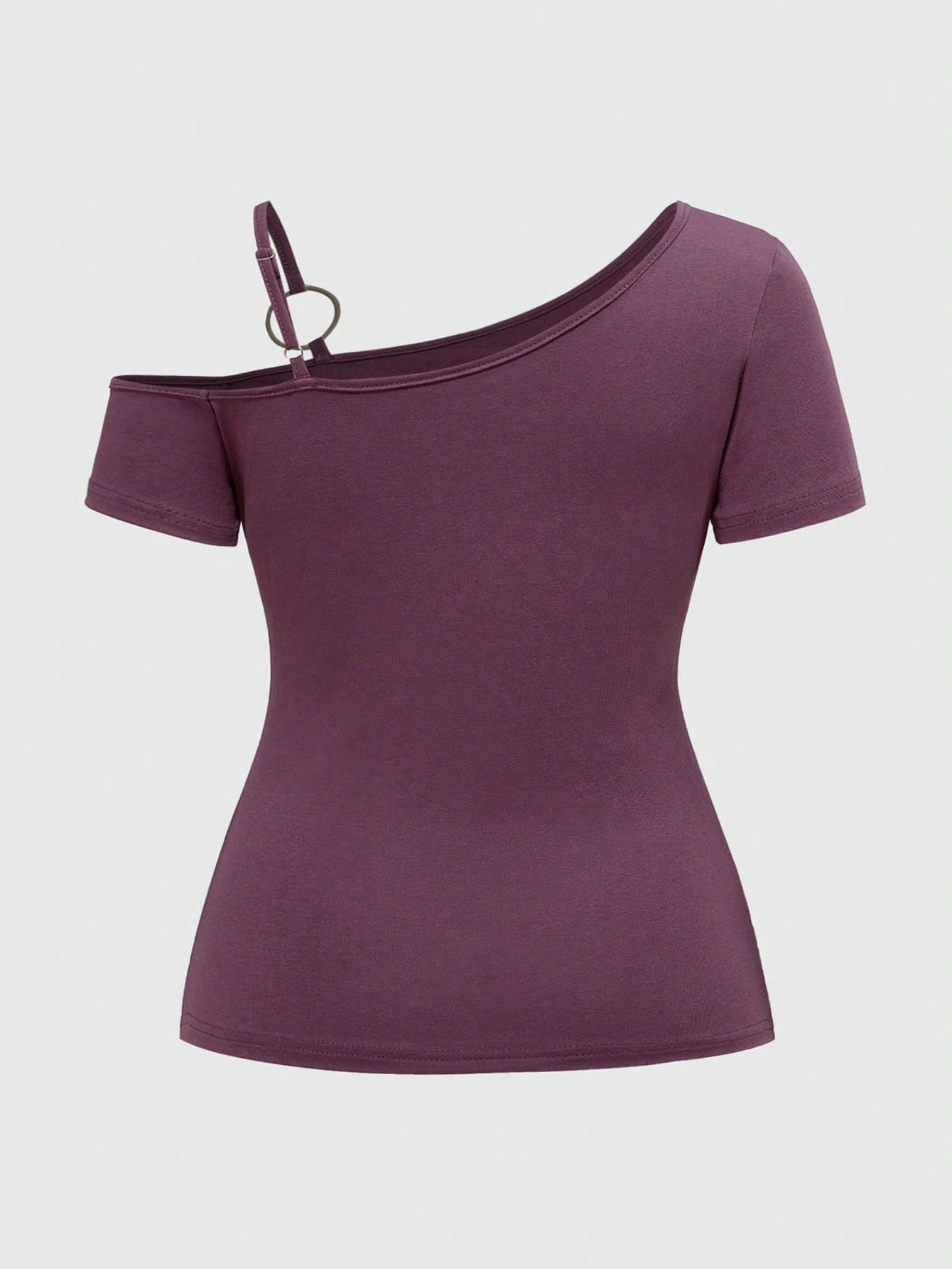 ROMWE Grunge Punk Purple Gothic Punk Street Vine Vintage Sleeveless Asymmetrical Neck Plus-Size Summer T-Shirt