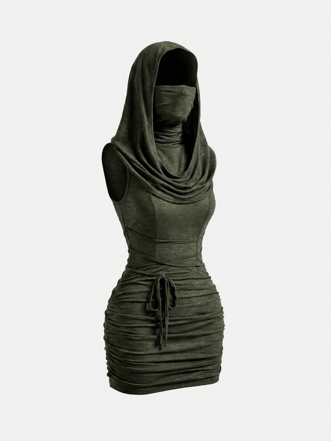 ROMWE Grunge Punk Y2K Vintage Apocalyptic Hooded Loose Collar Bodycon Mini Dress For Women