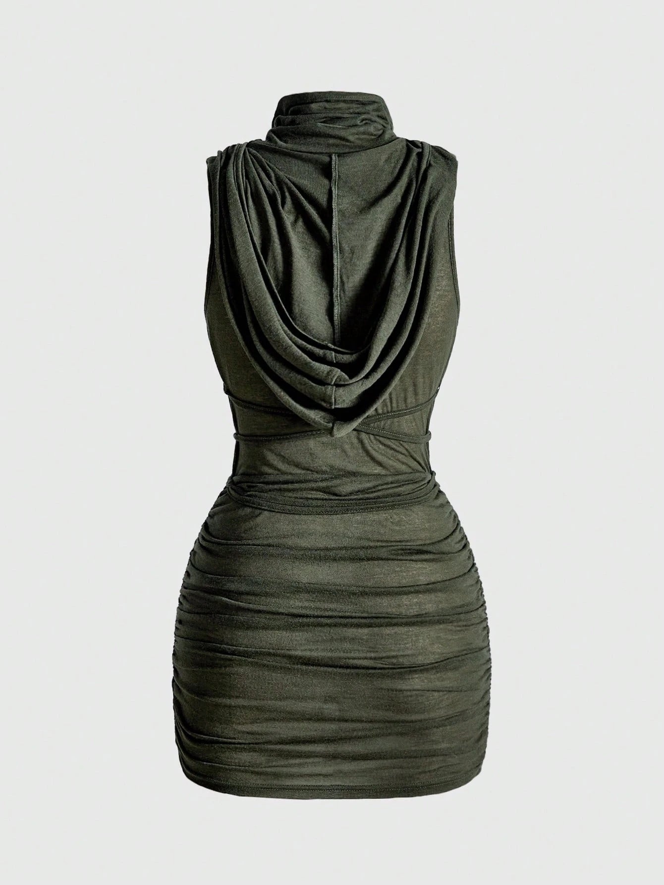 ROMWE Grunge Punk Y2K Vintage Apocalyptic Hooded Loose Collar Bodycon Mini Dress For Women