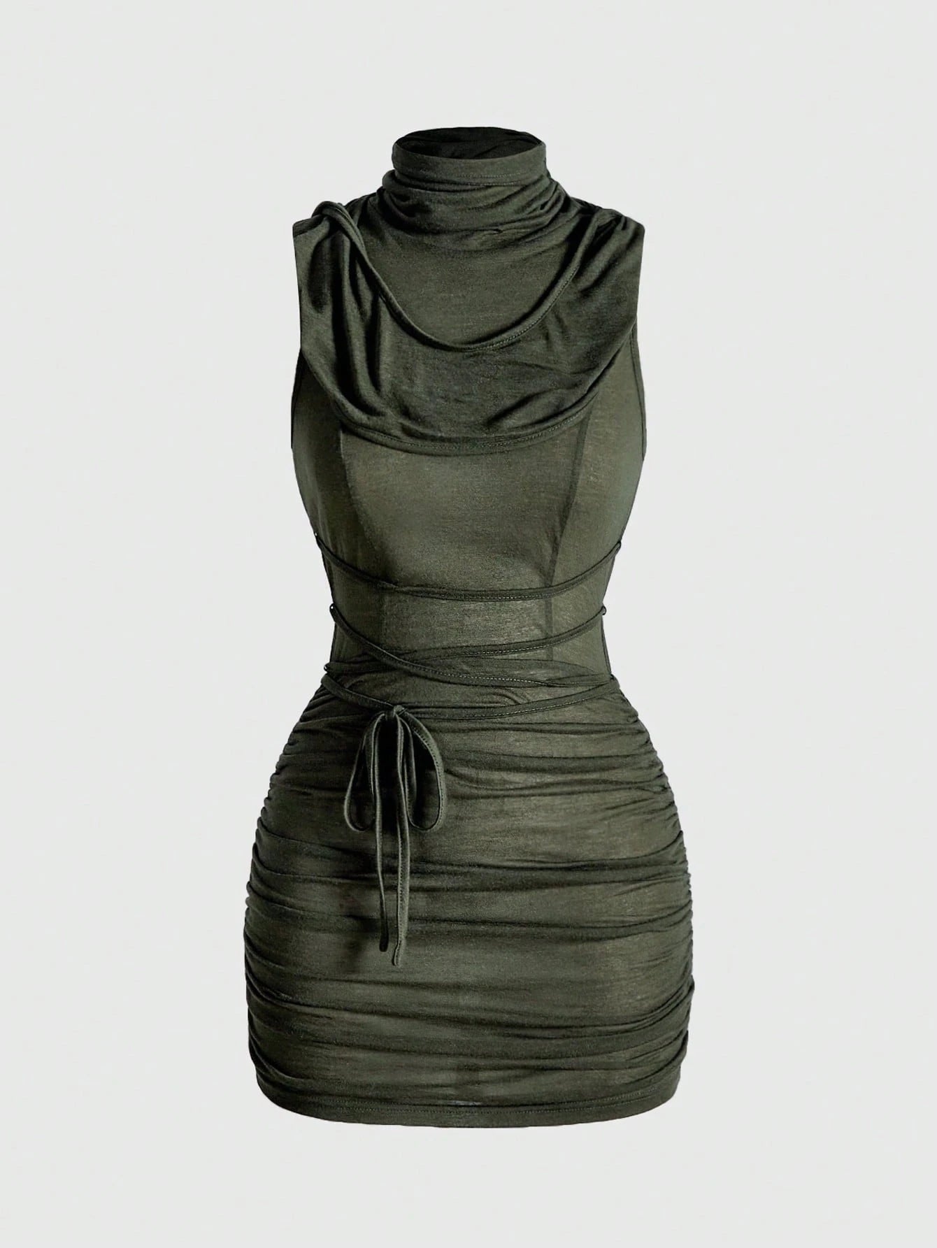 ROMWE Grunge Punk Y2K Vintage Apocalyptic Hooded Loose Collar Bodycon Mini Dress For Women