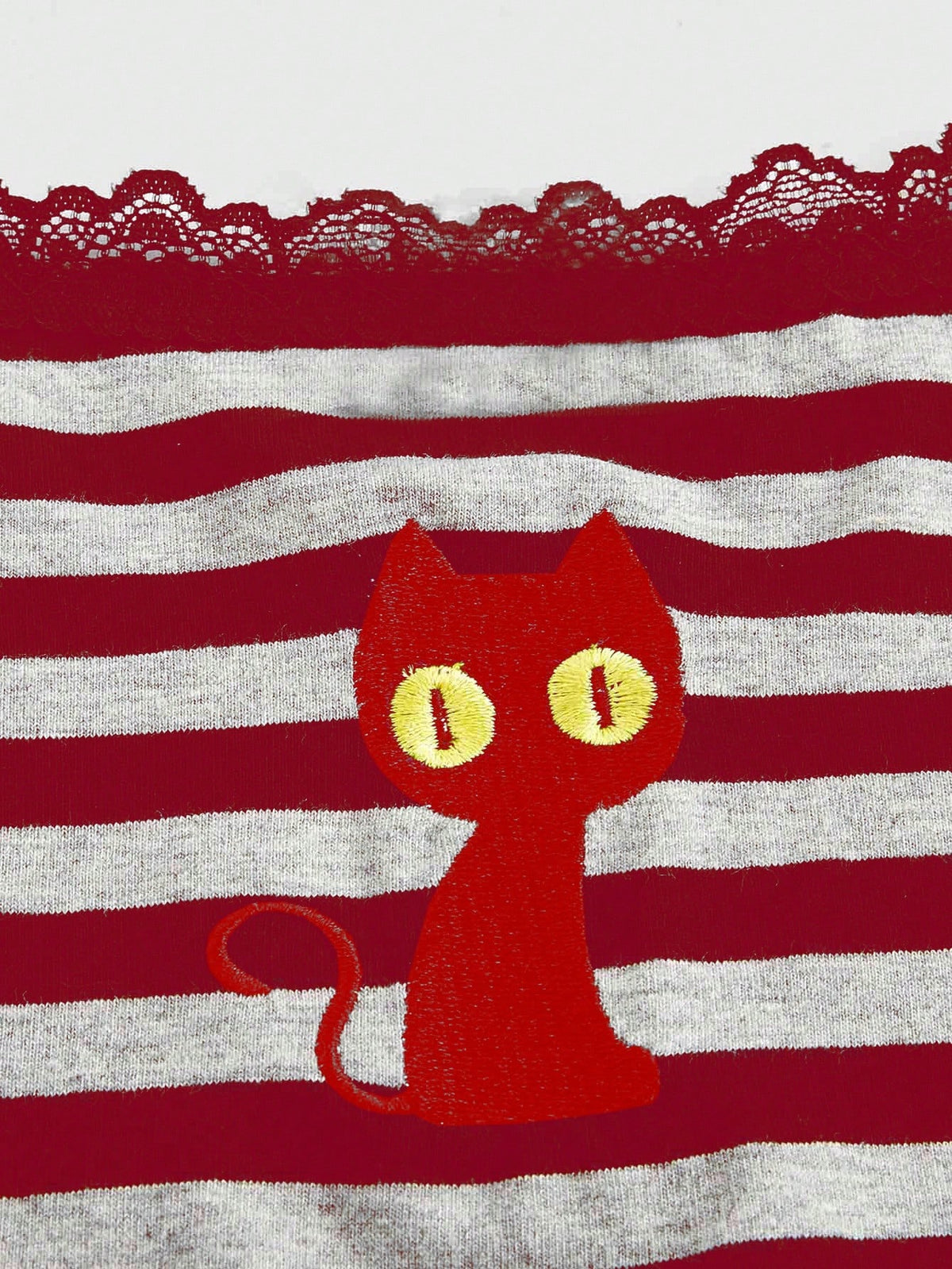 ROMWE Hippie Magical Black Cat Embroidery Striped Camisole Tank Top