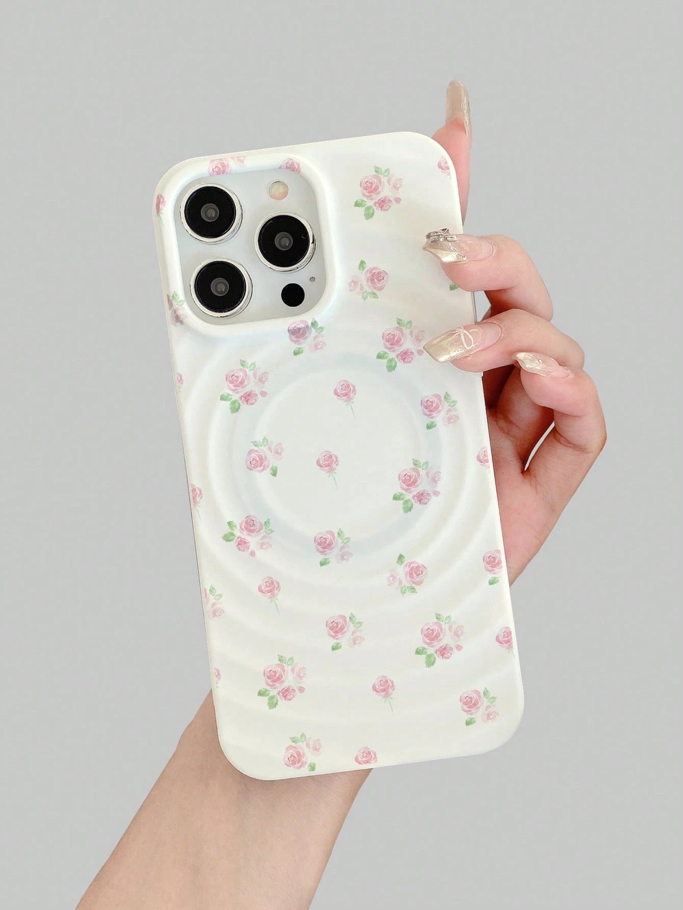 ROMWE Kawaii 2pcs/Set Ditsy Floral Magsafe Phone Case Wireless Charging Magnetic Case With Matching Magnetic Card Holder