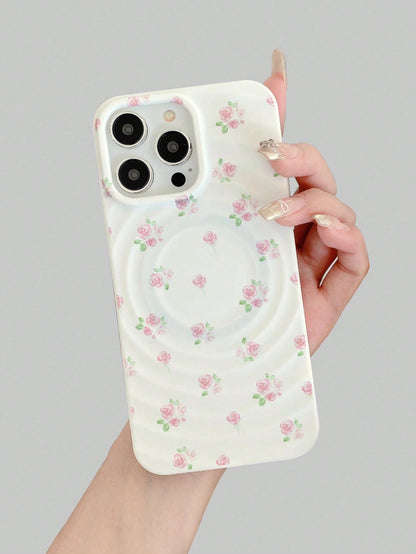 ROMWE Kawaii 2pcs/Set Ditsy Floral Magsafe Phone Case Wireless Charging Magnetic Case With Matching Magnetic Card Holder