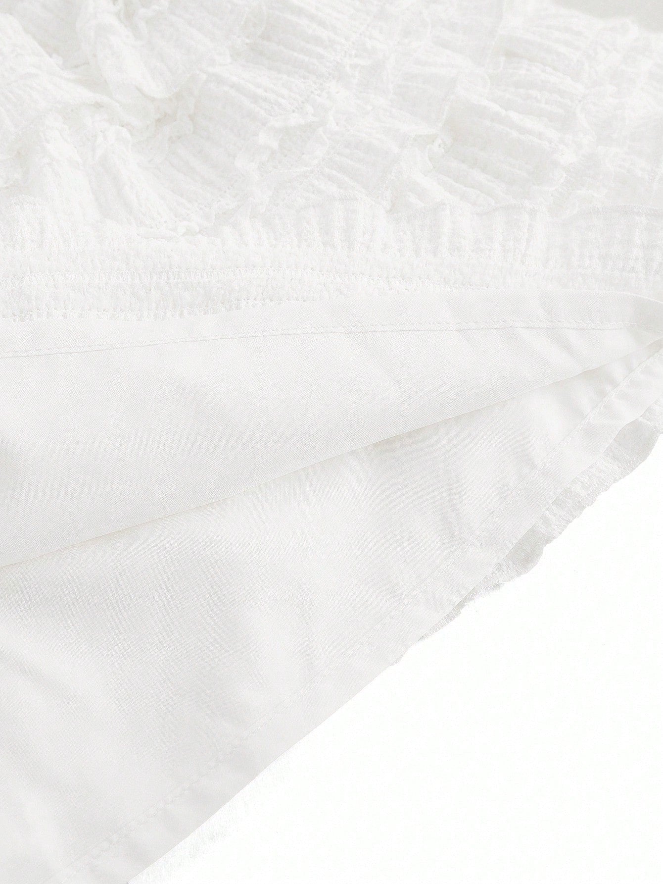 ROMWE Kawaii White Y2K Textured Fabric Sweet Cake Hem Spliced Women's Low Waist Mini Skirt, Versatile Skirt For Multiple Occasions, Autumn/Winter