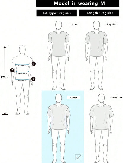 ROMWE MEN Street Life 2026 Spring/Summer Men's Casual Graphic Round Neck T-Shirt, Suitable For Daily Wear