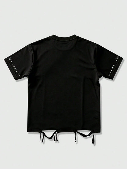 ROMWE MEN Street Life 2026 Spring/Summer Men's Casual Graphic Round Neck T-Shirt, Suitable For Daily Wear