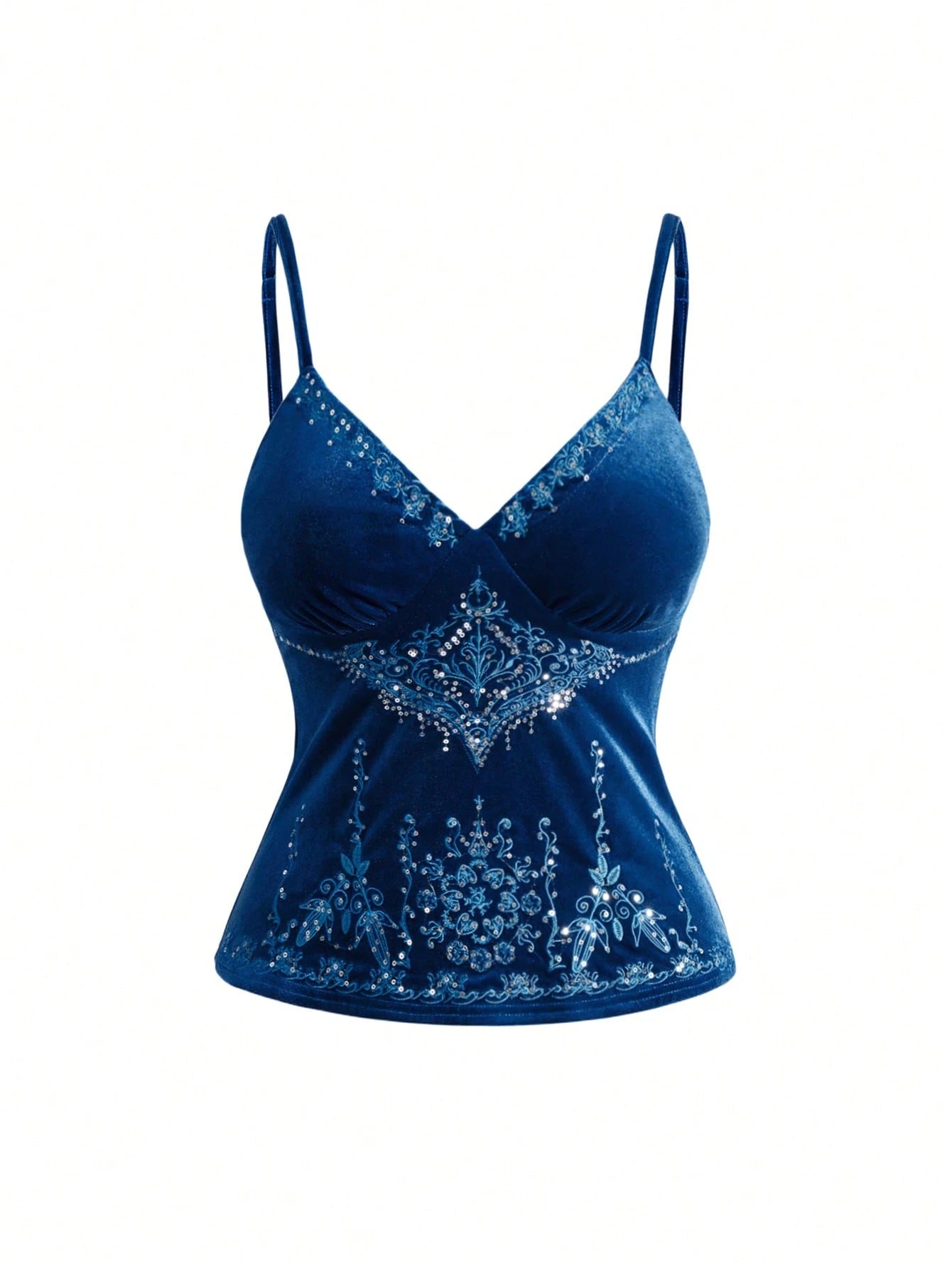 ROMWE Spring/Summer Vintage Hippie Astrology Style Sequin Embroidery Velvet Plus Size Women Camisole Fall