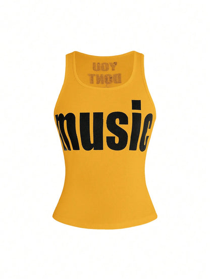 ROMWE Y2K Abby Letter Slogan Print Women Tank Top