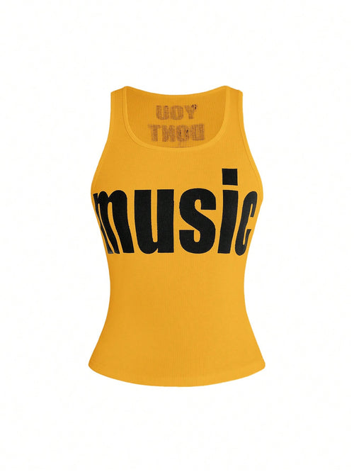 ROMWE Y2K Abby Letter Slogan Print Women Tank Top