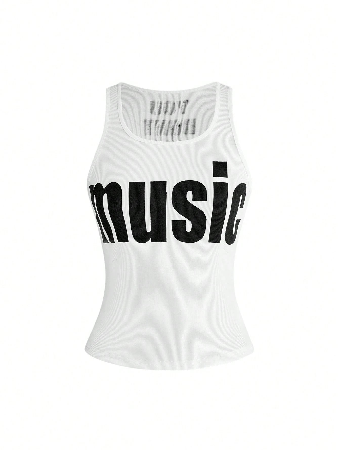 ROMWE Y2K Abby Letter Slogan Print Women Tank Top