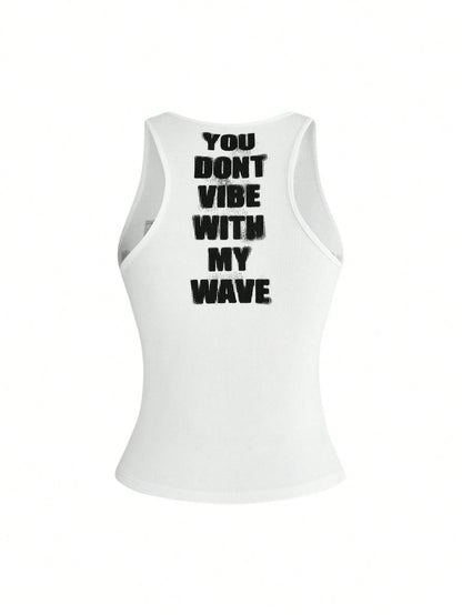 ROMWE Y2K Abby Letter Slogan Print Women Tank Top
