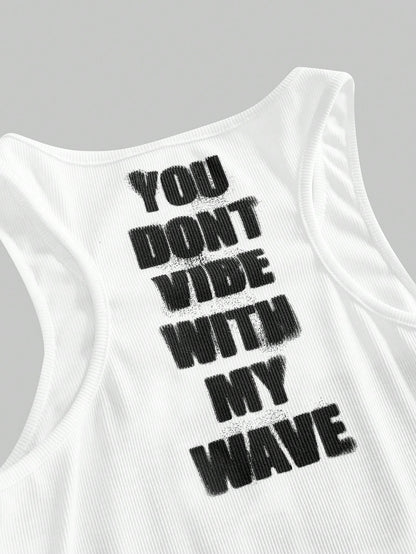 ROMWE Y2K Abby Letter Slogan Print Women Tank Top