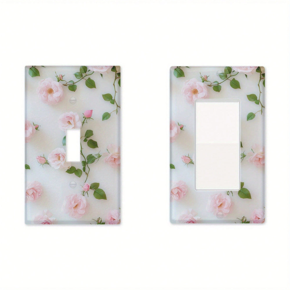Rose Floral Print Switch Plate Cover No Wiring Easy Install Festive Decor Panel For Kitchen Office Bedroom Dining Bathroom All Season Ornament