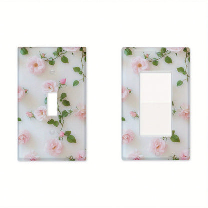 Rose Floral Print Switch Plate Cover No Wiring Easy Install Festive Decor Panel For Kitchen Office Bedroom Dining Bathroom All Season Ornament