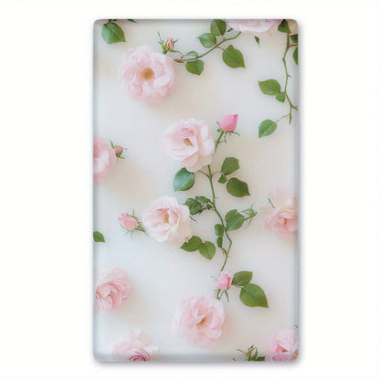 Rose Floral Print Switch Plate Cover No Wiring Easy Install Festive Decor Panel For Kitchen Office Bedroom Dining Bathroom All Season Ornament
