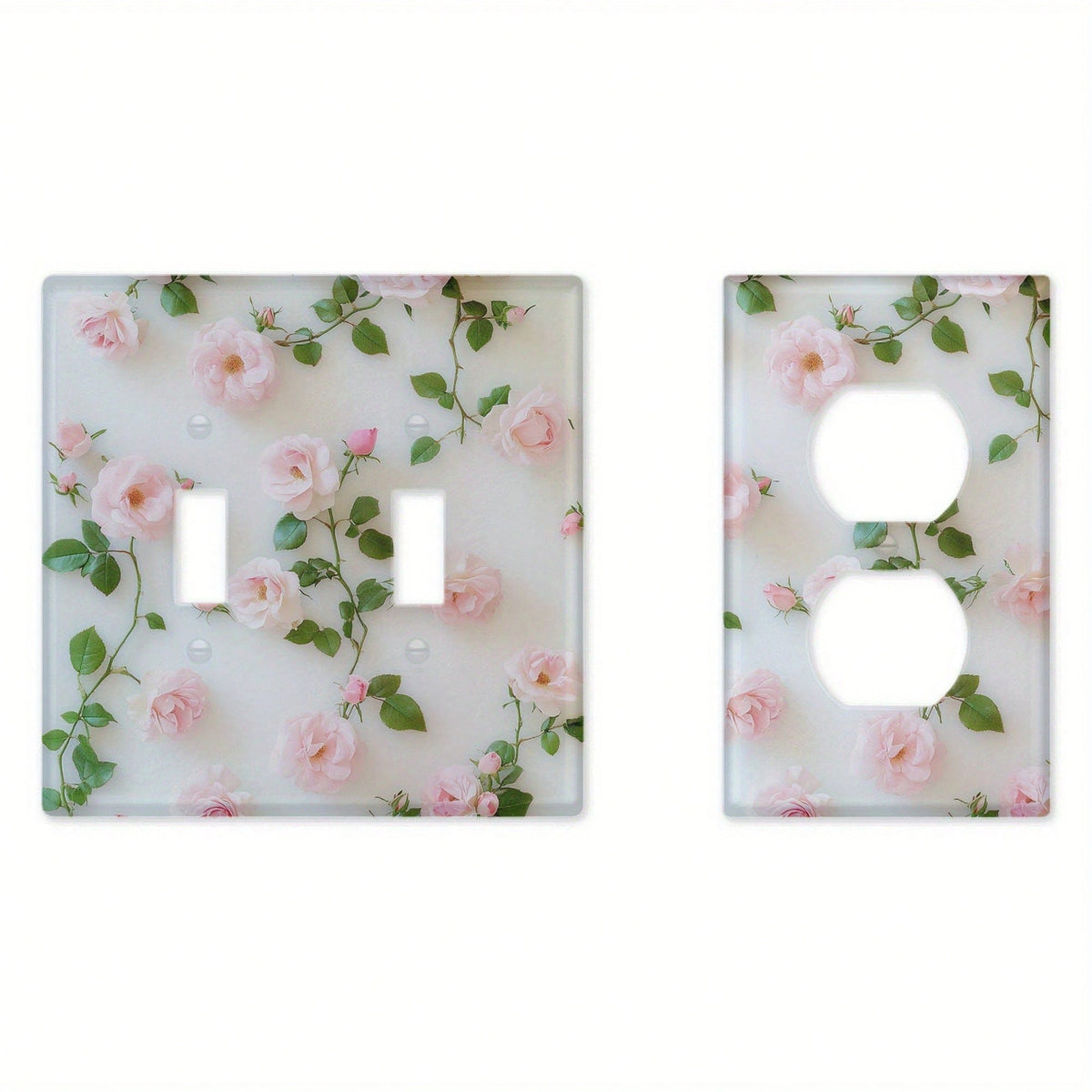 Rose Floral Print Switch Plate Cover No Wiring Easy Install Festive Decor Panel For Kitchen Office Bedroom Dining Bathroom All Season Ornament