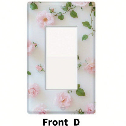 Rose Floral Print Switch Plate Cover No Wiring Easy Install Festive Decor Panel For Kitchen Office Bedroom Dining Bathroom All Season Ornament