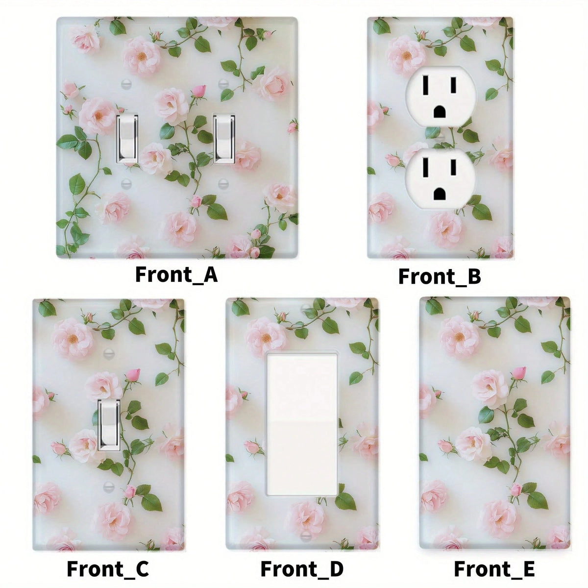 Rose Floral Print Switch Plate Cover No Wiring Easy Install Festive Decor Panel For Kitchen Office Bedroom Dining Bathroom All Season Ornament