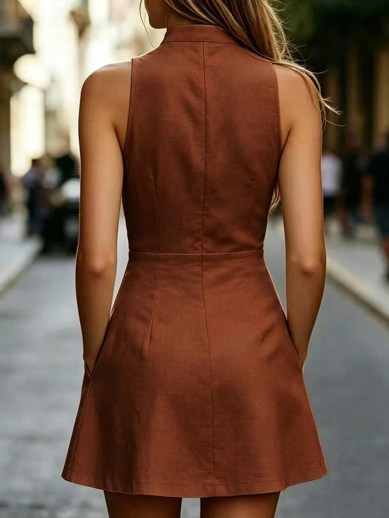 RosyDaze Women's Solid Color Casual Daily Mini Dress