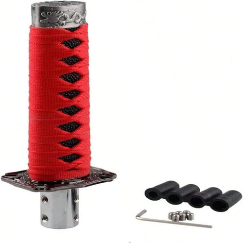 RYANSTAR Gear Shift Knob Sword Shift Knobs Katana Samural Shift Gear Lever Universal Fit For Manual Cars Most Automatic Cars With 4 Adapters Red + Black