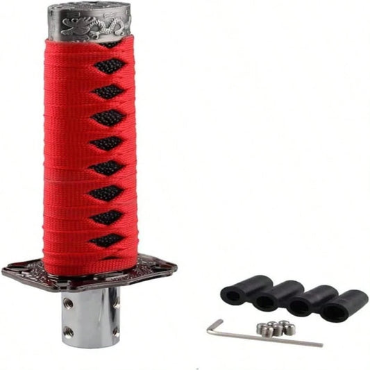 RYANSTAR Gear Shift Knob Sword Shift Knobs Katana Samural Shift Gear Lever Universal Fit For Manual Cars Most Automatic Cars With 4 Adapters Red + Black