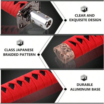 RYANSTAR Gear Shift Knob Sword Shift Knobs Katana Samural Shift Gear Lever Universal Fit For Manual Cars Most Automatic Cars With 4 Adapters Red + Black