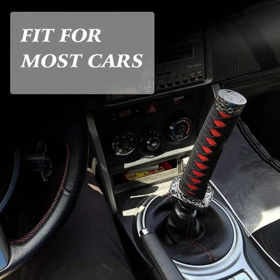 RYANSTAR Gear Shift Knob Sword Shift Knobs Katana Samural Shift Gear Lever Universal Fit For Manual Cars Most Automatic Cars With 4 Adapters Red + Black
