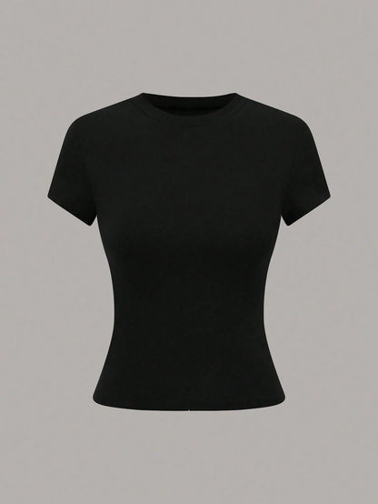 SaltGleam SaltGleam Women's Round Neck Short Sleeve Casual Versatile T-Shirt