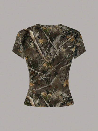 SaltGleam SaltGleam Women's Round Neck Short Sleeve Casual Versatile T-Shirt