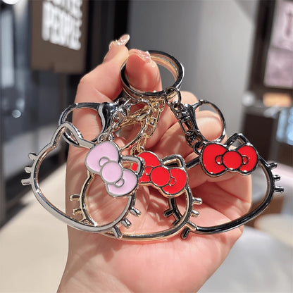 SANRIO 1pc Hello Kitty Metal Keychain, Anime Cat Car Key Pendant With Hook, Cute Bag Charm Accessory, Metal Cat Keychain Gift, Suitable For Anime Fans, Thoughtful Gift For Family And Friends