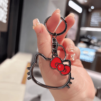 SANRIO 1pc Hello Kitty Metal Keychain, Anime Cat Car Key Pendant With Hook, Cute Bag Charm Accessory, Metal Cat Keychain Gift, Suitable For Anime Fans, Thoughtful Gift For Family And Friends