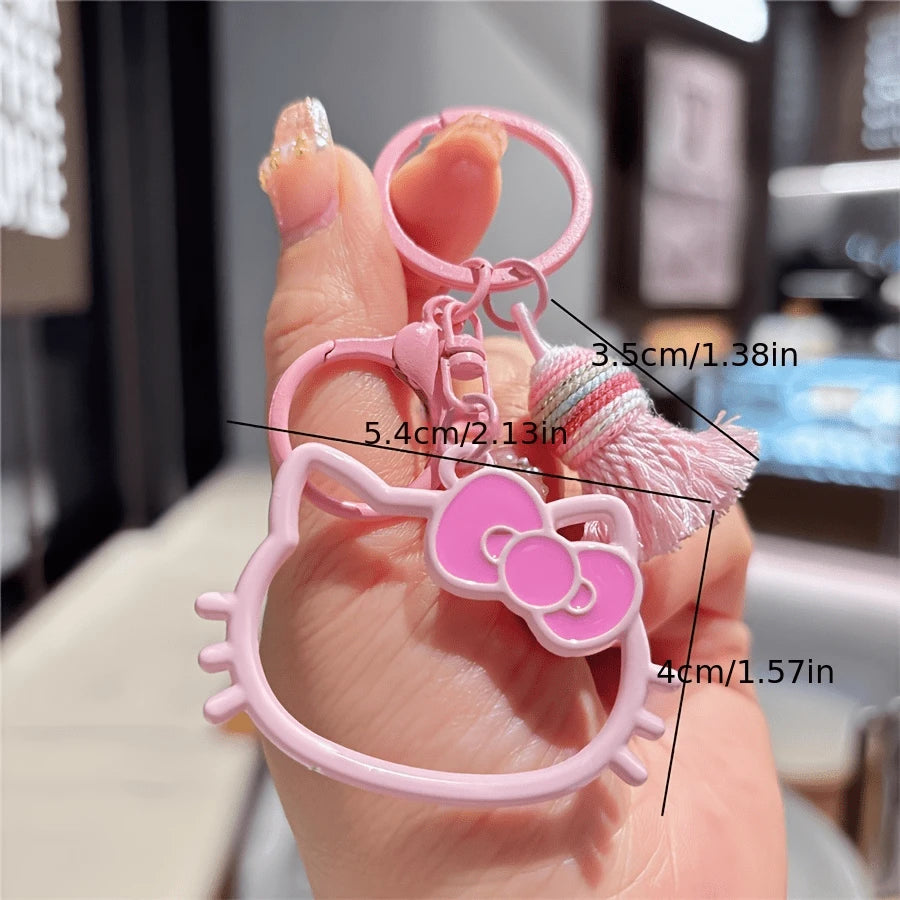 SANRIO 1pc Hello Kitty Metal Keychain, Anime Cat Car Key Pendant With Hook, Cute Bag Charm Accessory, Metal Cat Keychain Gift, Suitable For Anime Fans, Thoughtful Gift For Family And Friends