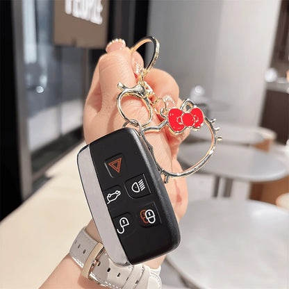 SANRIO 1pc Hello Kitty Metal Keychain, Anime Cat Car Key Pendant With Hook, Cute Bag Charm Accessory, Metal Cat Keychain Gift, Suitable For Anime Fans, Thoughtful Gift For Family And Friends