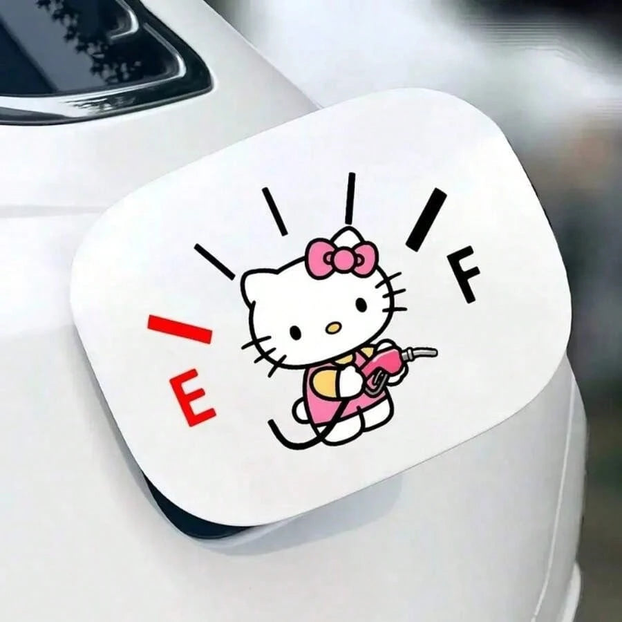 SANRIO 1Pc Hello Kitty Themed Car Sticker, Car Fuel Tank Decal, Weatherproof Fuel Tank Cap Sticker, Suitable For Vehicle Decoration, Easy To Use And Leaves No Residue, An Excellent Small Gift For Chri