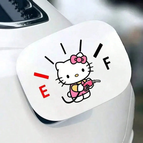 SANRIO 1Pc Hello Kitty Themed Car Sticker, Car Fuel Tank Decal, Weatherproof Fuel Tank Cap Sticker, Suitable For Vehicle Decoration, Easy To Use And Leaves No Residue, An Excellent Small Gift For Chri